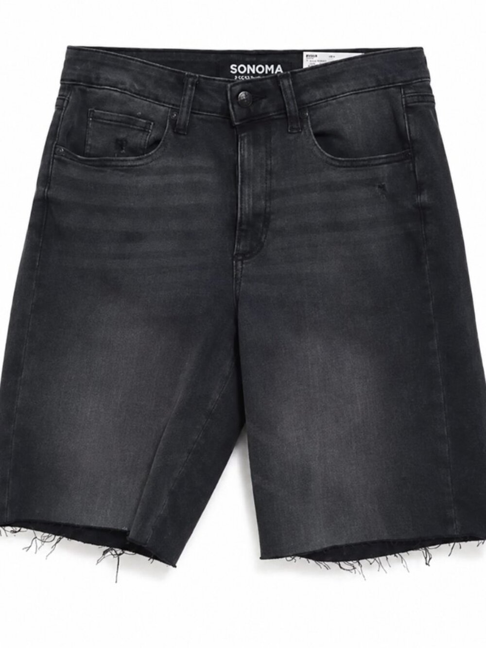 NWT size 8 shorts.  Black denim Bermuda shorts, high rise distressed. Summer.